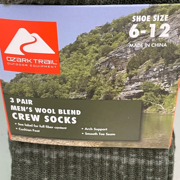 Ozark Trail Men's Merino Wool Blend Socks, 3-Pack - Picture 4 of 4